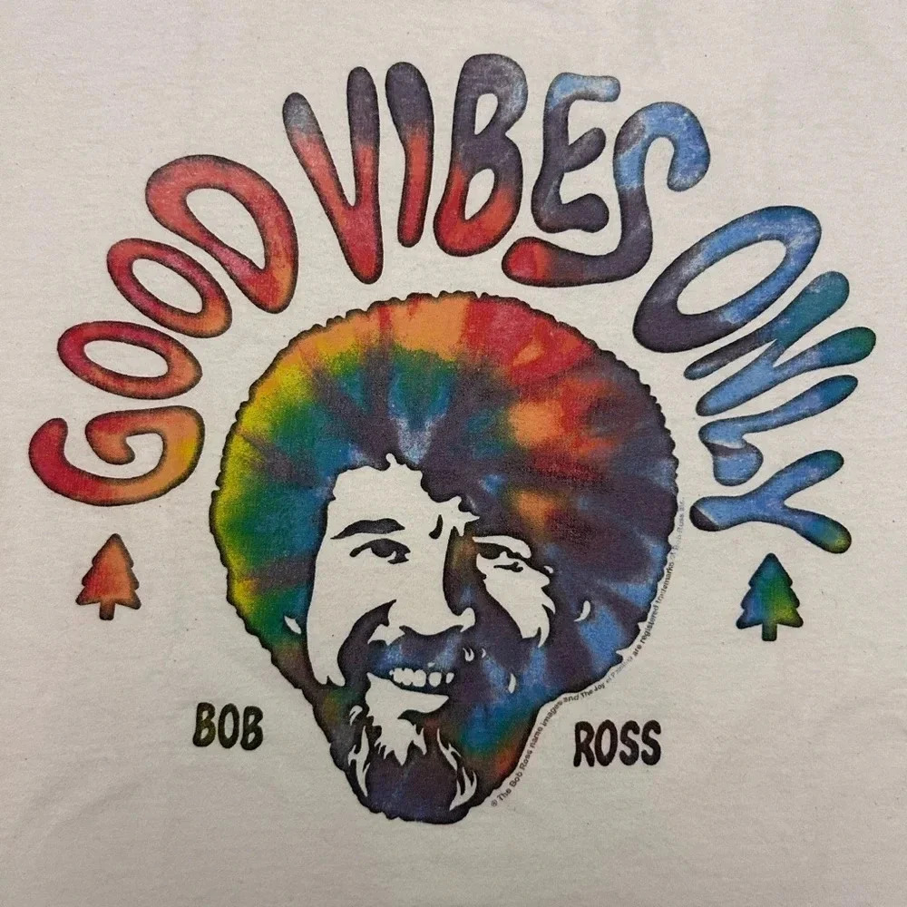 Bob Ross Good Vibes Only Multicolor Graphic Class… - image 6